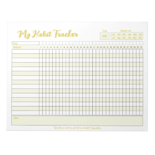 Habit Tracker Voll anpassbarer Notepad Notizblock (Vorderseite)