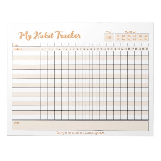 Habit Tracker Voll anpassbarer Notepad Notizblock (Vorderseite)