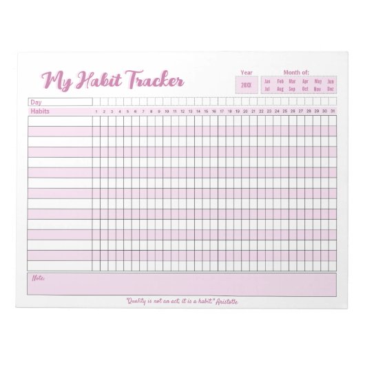 Habit Tracker Voll anpassbarer Notepad Notizblock (Vorderseite)