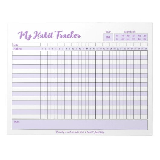 Habit Tracker Voll anpassbarer Notepad Notizblock (Vorderseite)