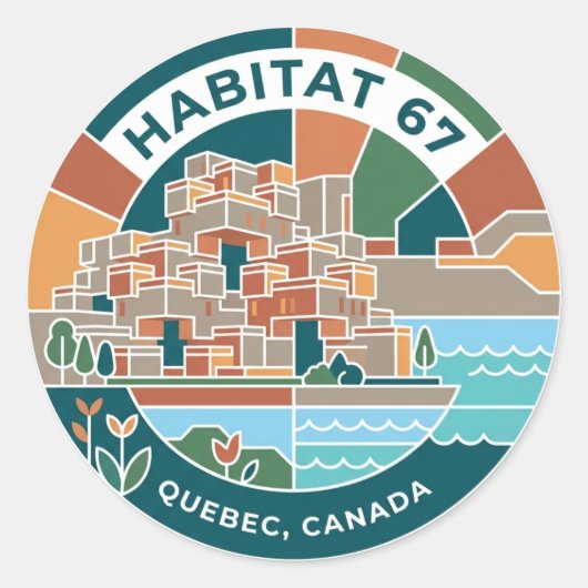 Habitat 67 Kanada Runder Aufkleber (Vorderseite)
