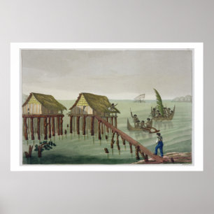 Habitations of the Papu Stamm, Rawak, Platte 22 fü Poster