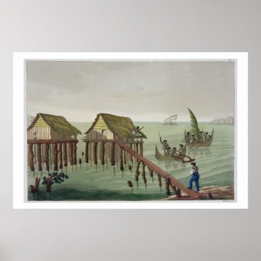 Habitations of the Papu Stamm, Rawak, Platte 22 fü Poster (Vorne)