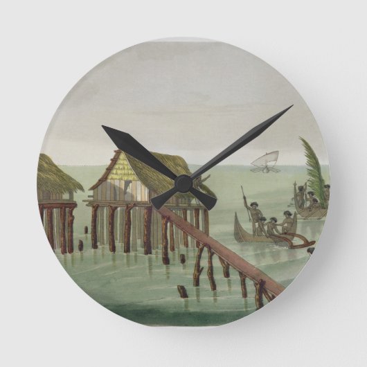 Habitations of the Papu Stamm, Rawak, Platte 22 fü Runde Wanduhr (Vorderseite)