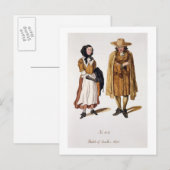 Habits of Quakers, 1675 (farbige Gravur) Postkarte (Vorne/Hinten)