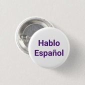 Hablo Español lila weiß I spreche Spanisch Button (Vorne & Hinten)