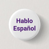 Hablo Español lila weiß I spreche Spanisch Button (Vorderseite)