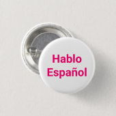 Hablo Español pink white I Speak Spanisch Button (Vorne & Hinten)