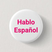 Hablo Español pink white I Speak Spanisch Button (Vorderseite)