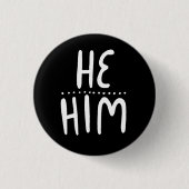 HABM/HABM Pronouns Schwarz-weiß Handschrift Minima Button (Vorderseite)
