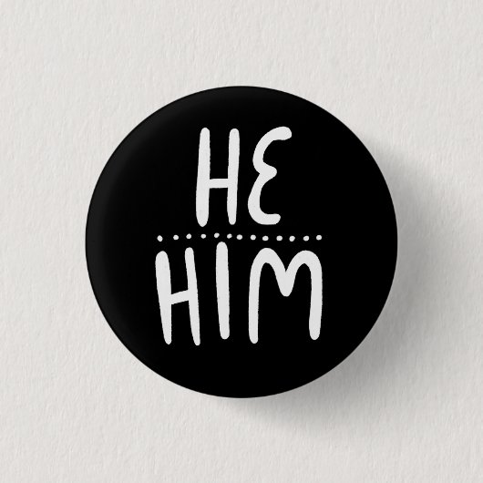 HABM/HABM Pronouns Schwarz-weiß Handschrift Minima Button (Vorderseite)