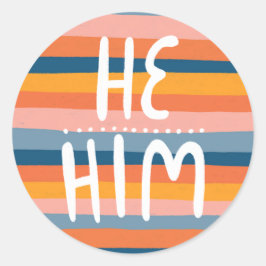 HABM/HABM Pronouns Stripes Handschrift Blatt Runder Aufkleber