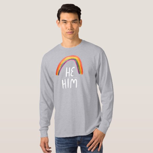 HABM Pronouns Rainbow Handletter T - Shirt (Vorne ganz)