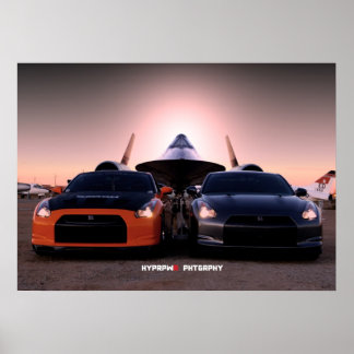 "Habu" Nissan GT-R and SR-71 Blackbird Poster