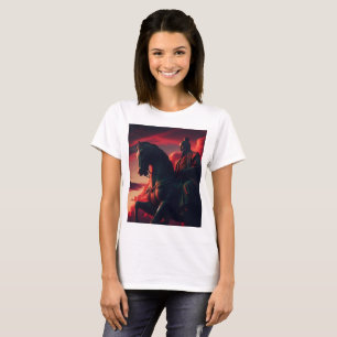 Hachiman-Statue mit Pferd mit dramatischem Himmel T-Shirt