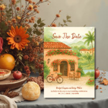 Hacienda-Hochzeit in Urlaubsort Save the Date