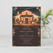 Hacienda Mexican Rustic Elegant Fiesta Wedding Einladung (Stehend Vorderseite)