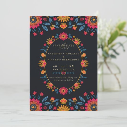 Hacienda Mexican Rustic Elegante Blumenhochzeit Save The Date (Stehend Vorderseite)