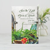 Hacienda Patio Mexican Wedding Rettet die Termine Einladung (Stehend Vorderseite)