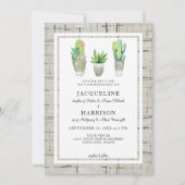 Hacienda Style Cactus Courtyard in Gray Wedding Einladung (Vorderseite)
