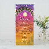 Hacienda Sunset Floral Arch 15. Quinceañera Menü Menükarte (Stehend Vorderseite)