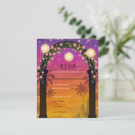 Hacienda Sunset Floral Arch 15. Quinceañera UAWG Einladung (Stehend Vorderseite)