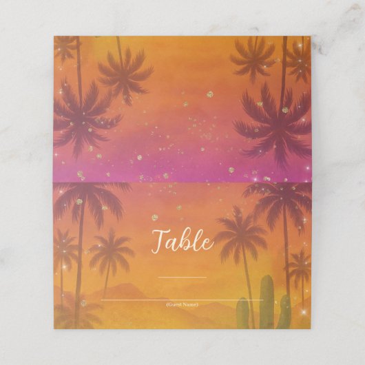 Hacienda Sunset Vibrant Fiesta Quinceañera Platzkarte (Außenseite Aufgefaltet)