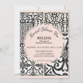 Hacienda Tile Black Blush Modernes Brautparty Einladung (Vorderseite)