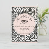 Hacienda Tile Black Blush Modernes Brautparty Einladung (Stehend Vorderseite)