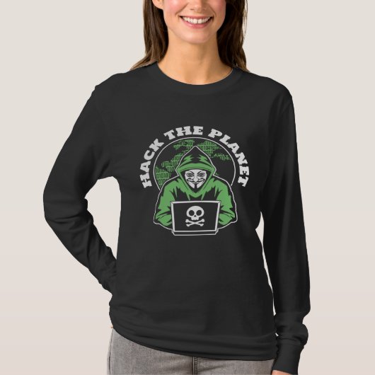 Hack The Planet Black Hat Ethisches Hacken White H T-Shirt (Vorderseite)