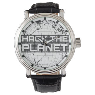 Hack the Planet Dark Globe Computer Hacker Design Armbanduhr