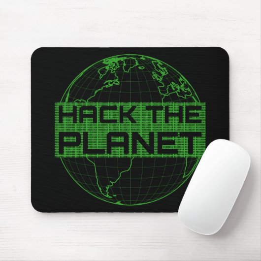 Hack the Planet Green Globe Computer Hacker Design Mousepad (Mit Mouse)