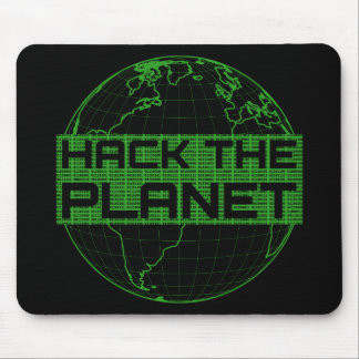 Hack the Planet Green Globe Computer Hacker Design Mousepad