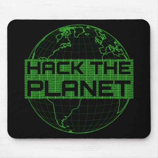 Hack the Planet Green Globe Computer Hacker Design Mousepad (Vorne)