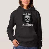 Hack The Planet Retro Pixel Computer Skull Graphic Hoodie (Vorderseite)