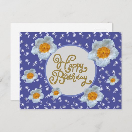 Häckelblumen Postkarte (Vorne/Hinten)