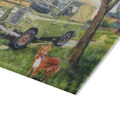 Hackendes Glasbrett mit Land Rover-Bild Schneidebrett (Ecke)