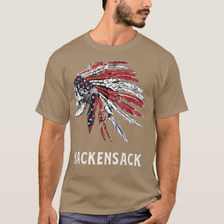 Hackensack Native American USA Flag Skull Headress T-Shirt