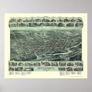 Hackensack, NJ panoramische Karte - 1896 Poster