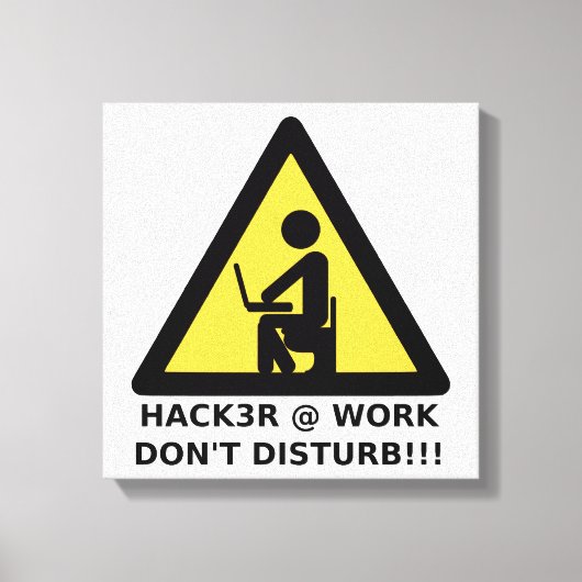 Hacker am Arbeitsplatz Leinwanddruck (Vorderseite)