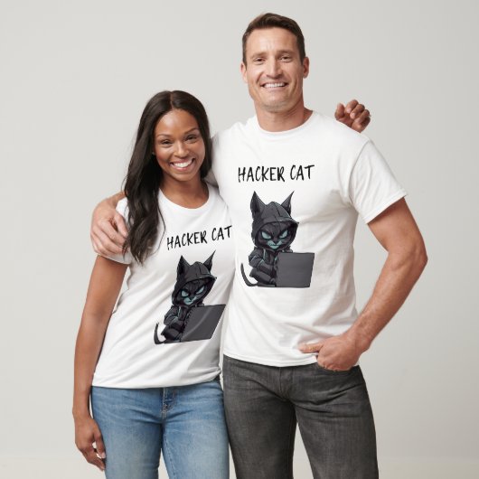 Hacker Cat Design T-Shirt (Unisex)