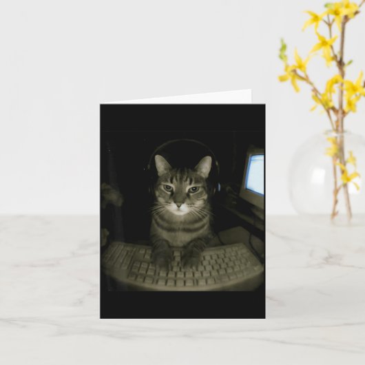 Hacker Cat Meme Funny Computer Cat Kitten Gamer Ca Karte (Gelbe Blume)