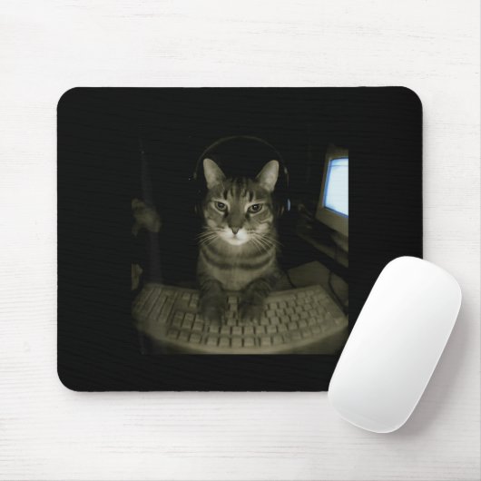 Hacker Cat Meme Funny Computer Cat Kitten Gamer Ca Mousepad (Mit Mouse)