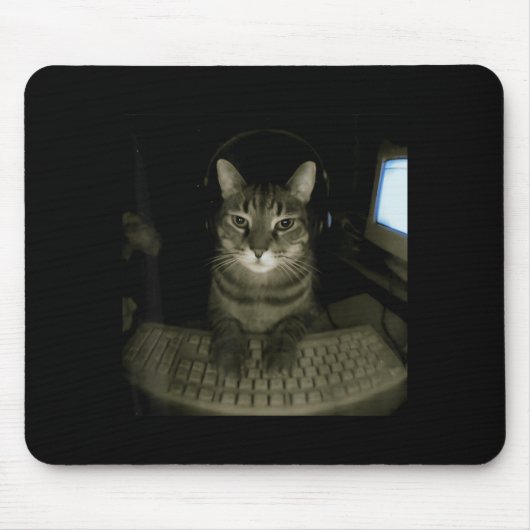 Hacker Cat Meme Funny Computer Cat Kitten Gamer Ca Mousepad (Vorne)