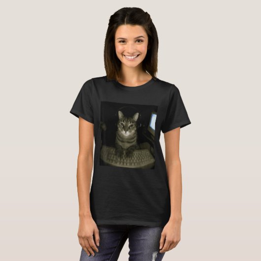 Hacker Cat Meme Funny Computer Cat Kitten Gamer Ca T-Shirt (Vorne ganz)