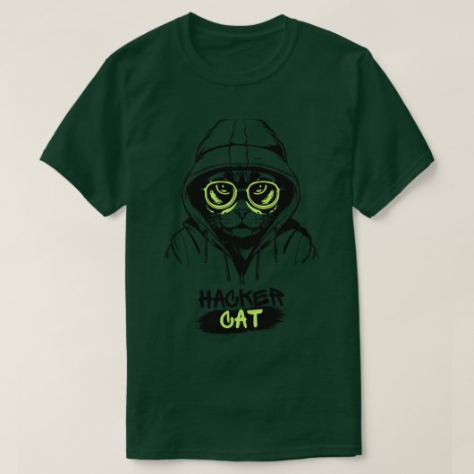 Hacker Cat Pawsively Witty Hacks T-Shirt (Design vorne)