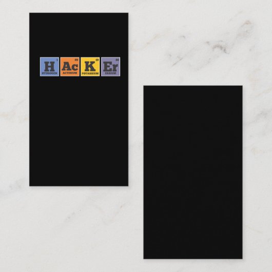 Hacker Chemist Elements Programmer Visitenkarte (Vorne/Hinten)