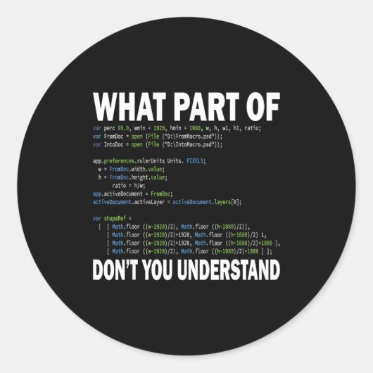 Hacker Computer Programmer Apparel Coding What Par Runder Aufkleber (Vorderseite)