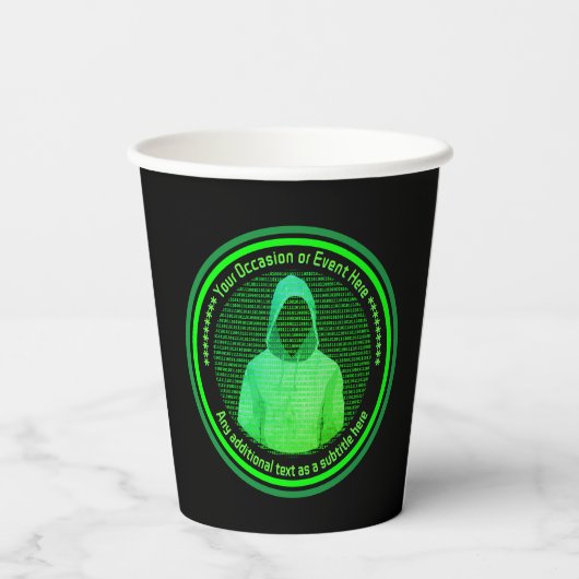 Hacker für Computer mit Cyberkriminalität - benutz Pappbecher (Rückseite)