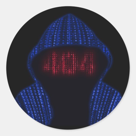 Hacker Hoodie Binary 404 Error Face Runder Aufkleber (Vorderseite)